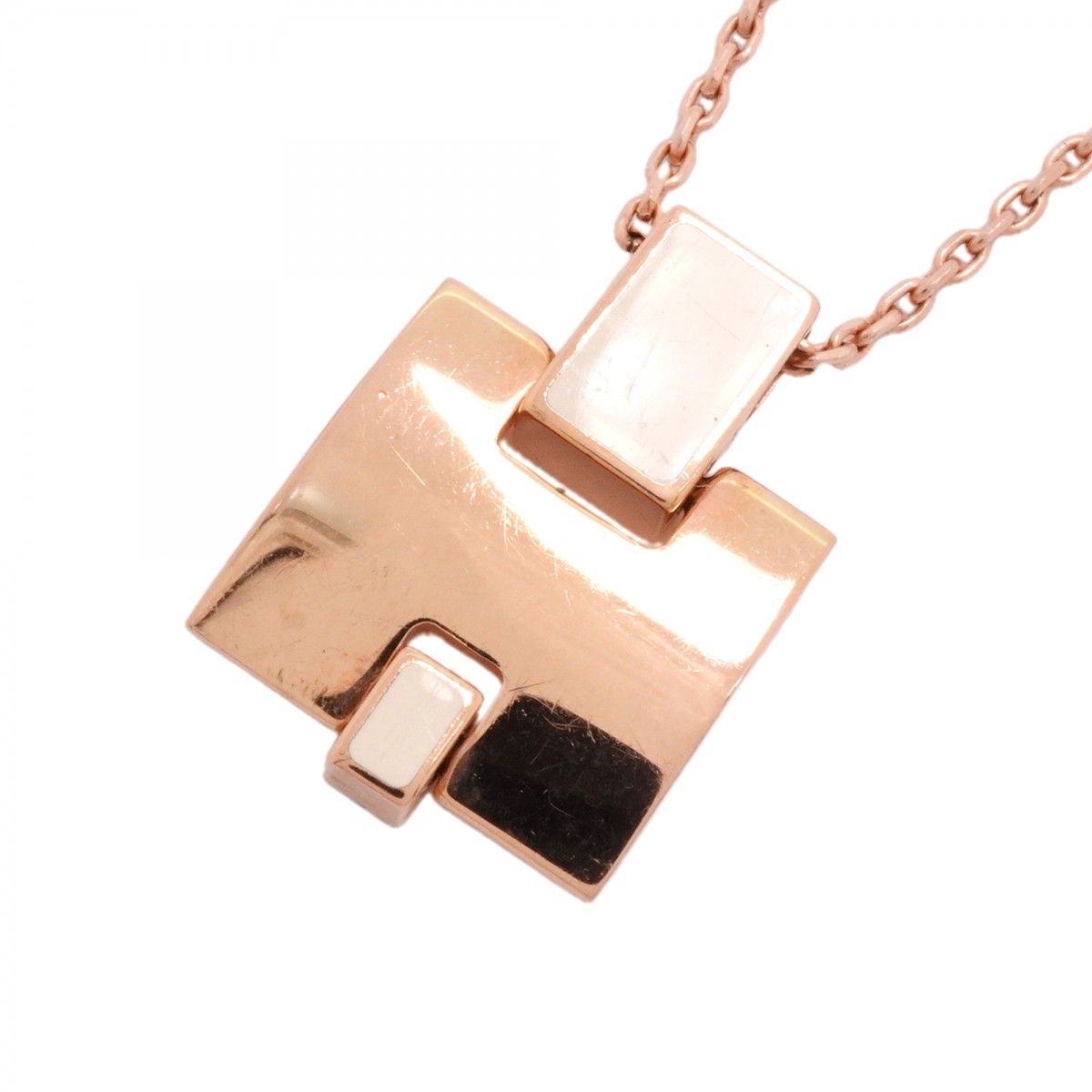 Hermes Necklace Irene Gold Plated Ivory Pink