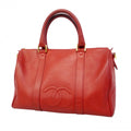 Chanel Handbag Caviar Leather Red Gold