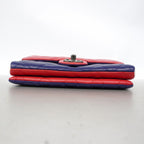 Chanel Shoulder Bag Quilted Lambskin Navy Pink Silver — view 3