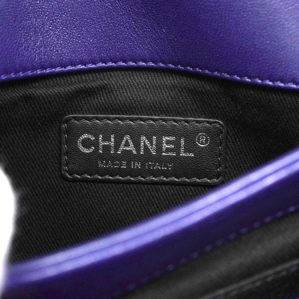 Chanel Shoulder Bag Quilted Lambskin Navy Pink Silver — view 4