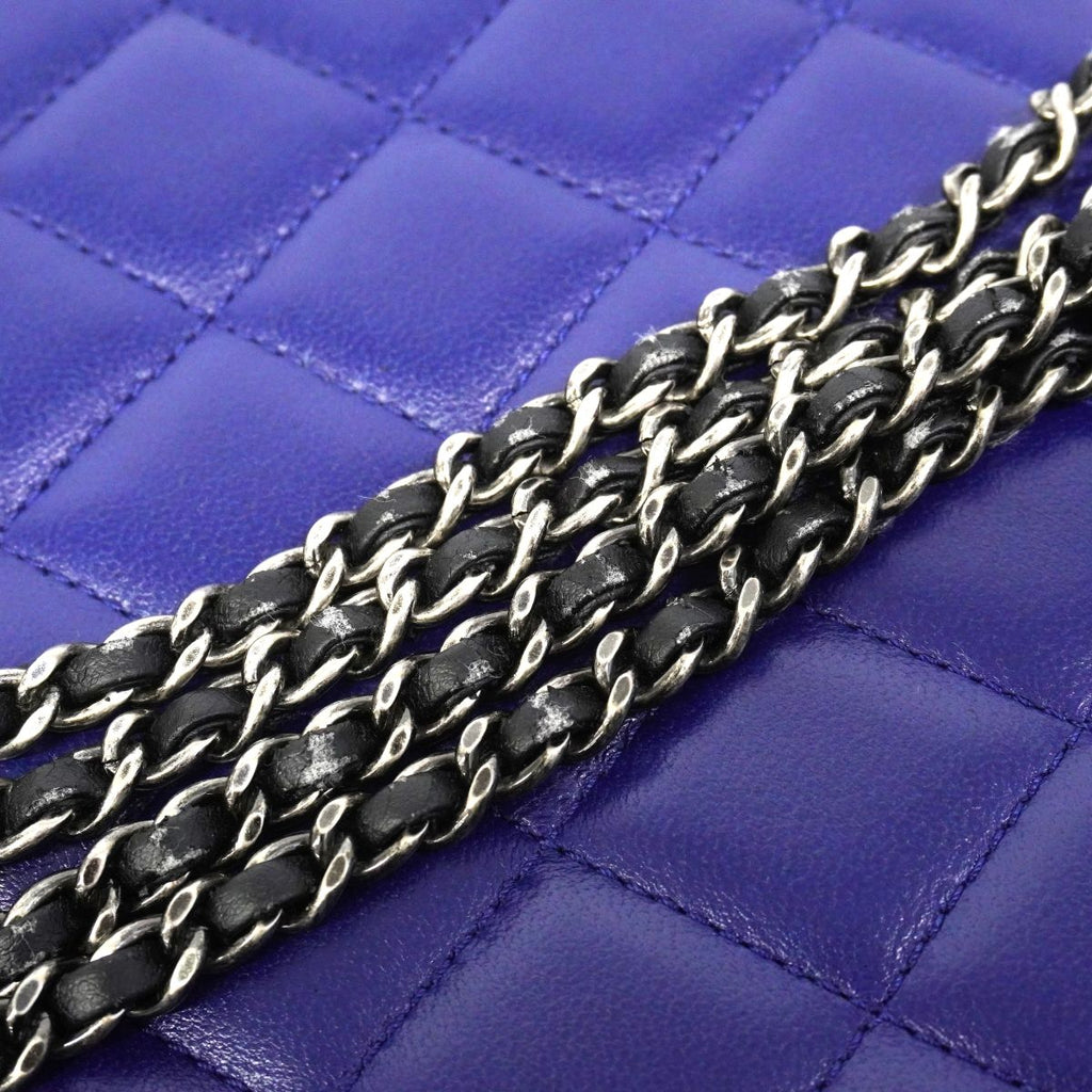 Chanel Shoulder Bag Quilted Lambskin Navy Pink Silver — view 7