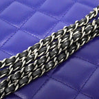 Chanel Shoulder Bag Quilted Lambskin Navy Pink Silver — view 7