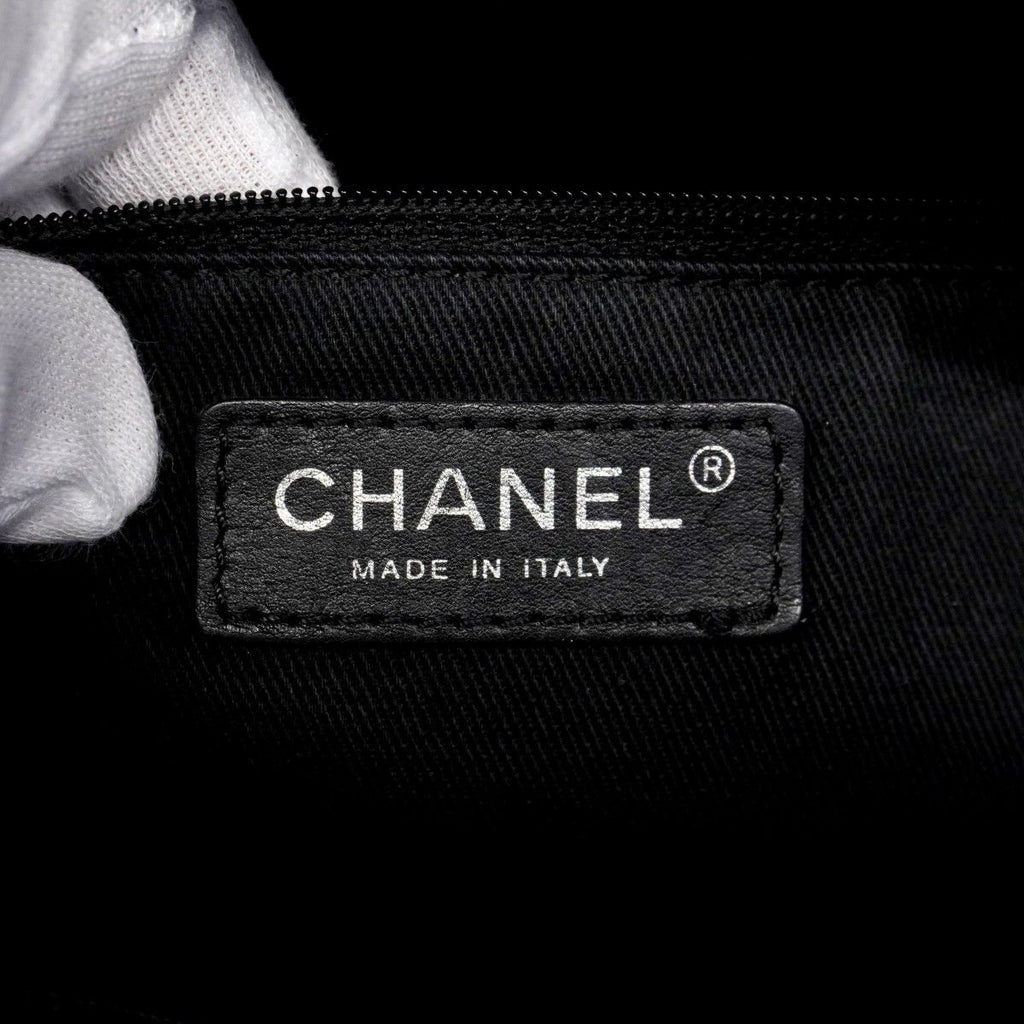 Chanel Chain Tote Quilted Caviar Leather Black Silver — view 5