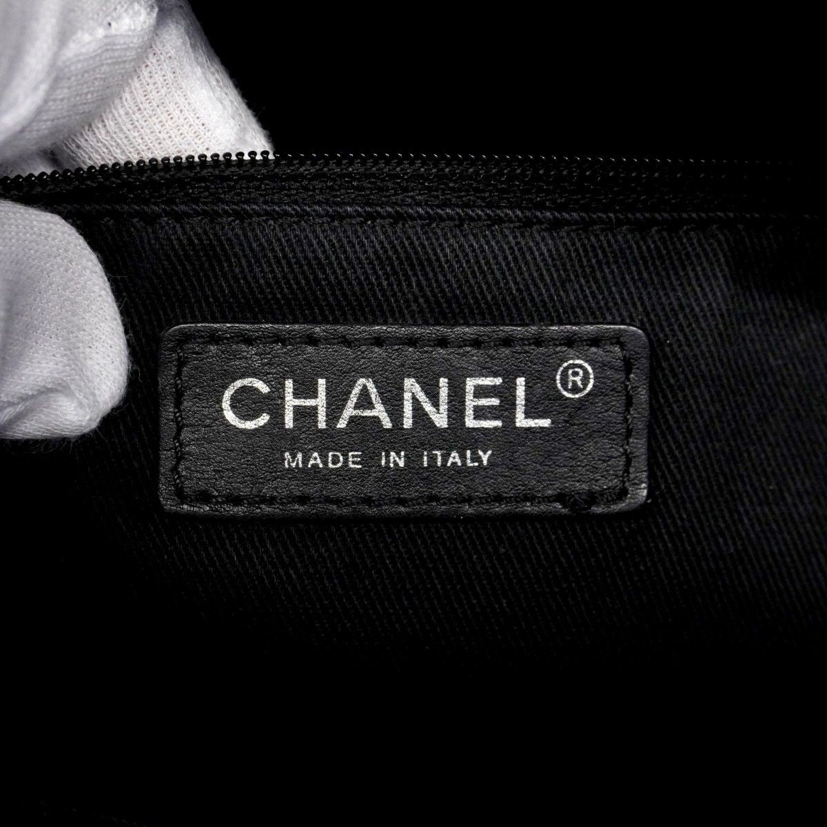 Chanel Chain Tote Quilted Caviar Leather Black Silver — view 5