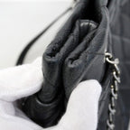 Chanel Chain Tote Quilted Caviar Leather Black Silver — view 8