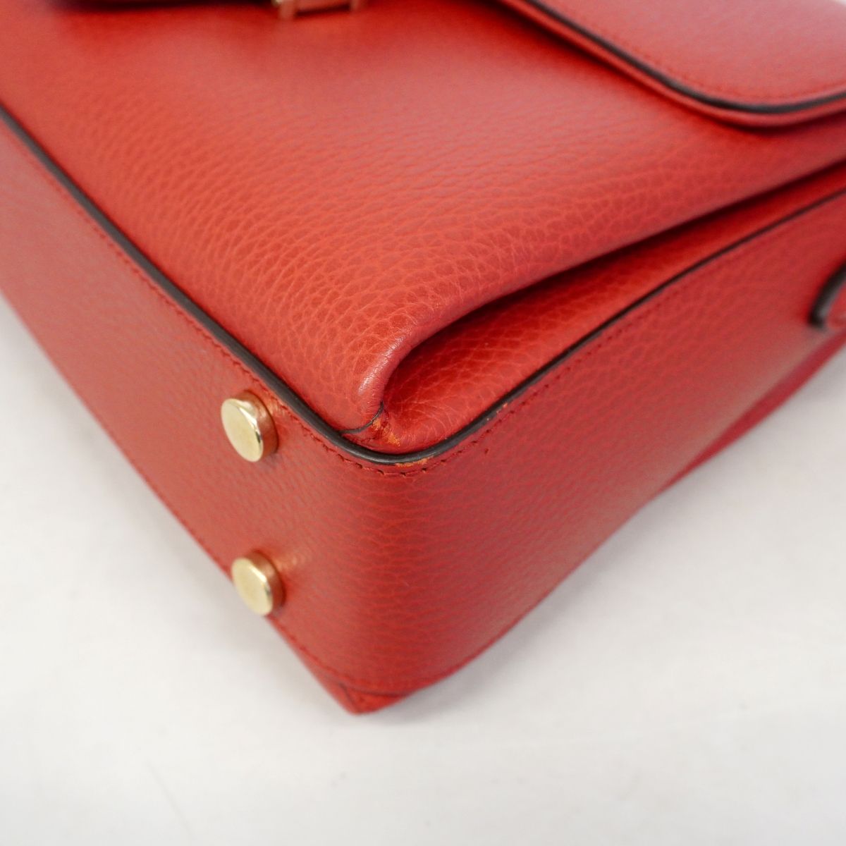 Gucci Handbag Interlocking Leather Red Champagne Gold 2-Way — view 6