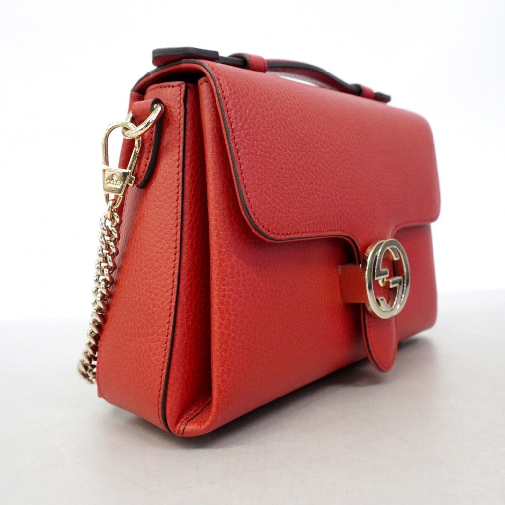 Gucci Handbag Interlocking Leather Red Champagne Gold 2-Way — view 2