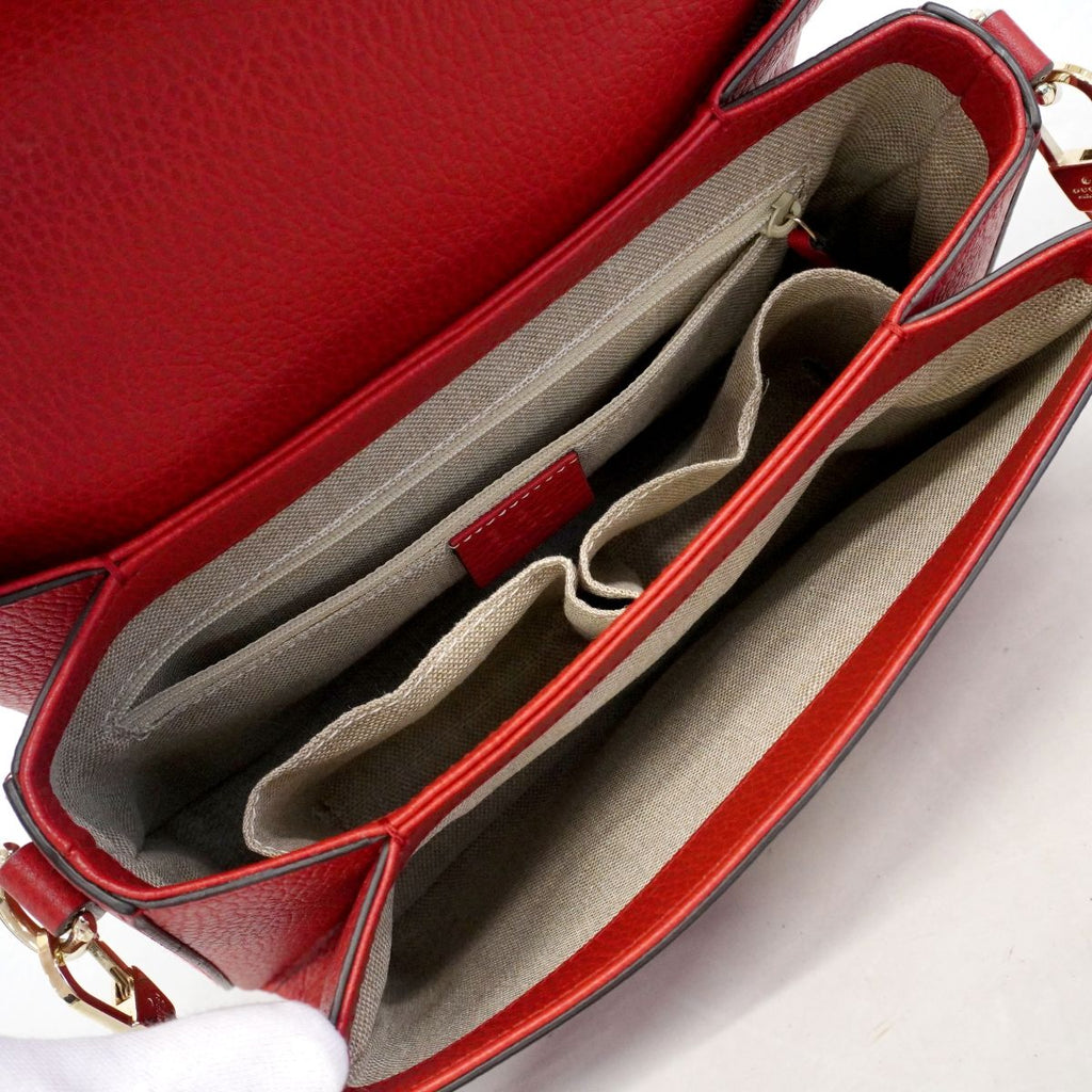 Gucci Handbag Interlocking Leather Red Champagne Gold 2-Way — view 4