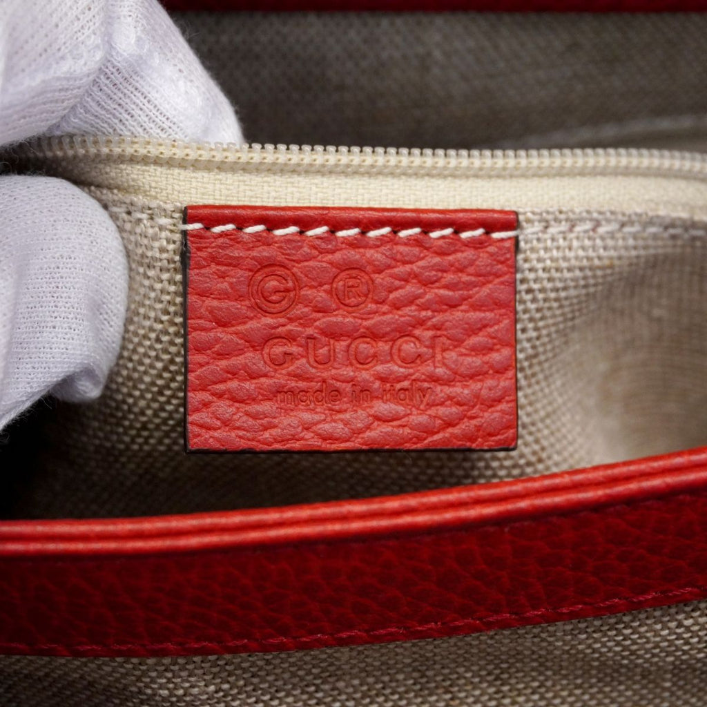 Gucci Handbag Interlocking Leather Red Champagne Gold 2-Way — view 5
