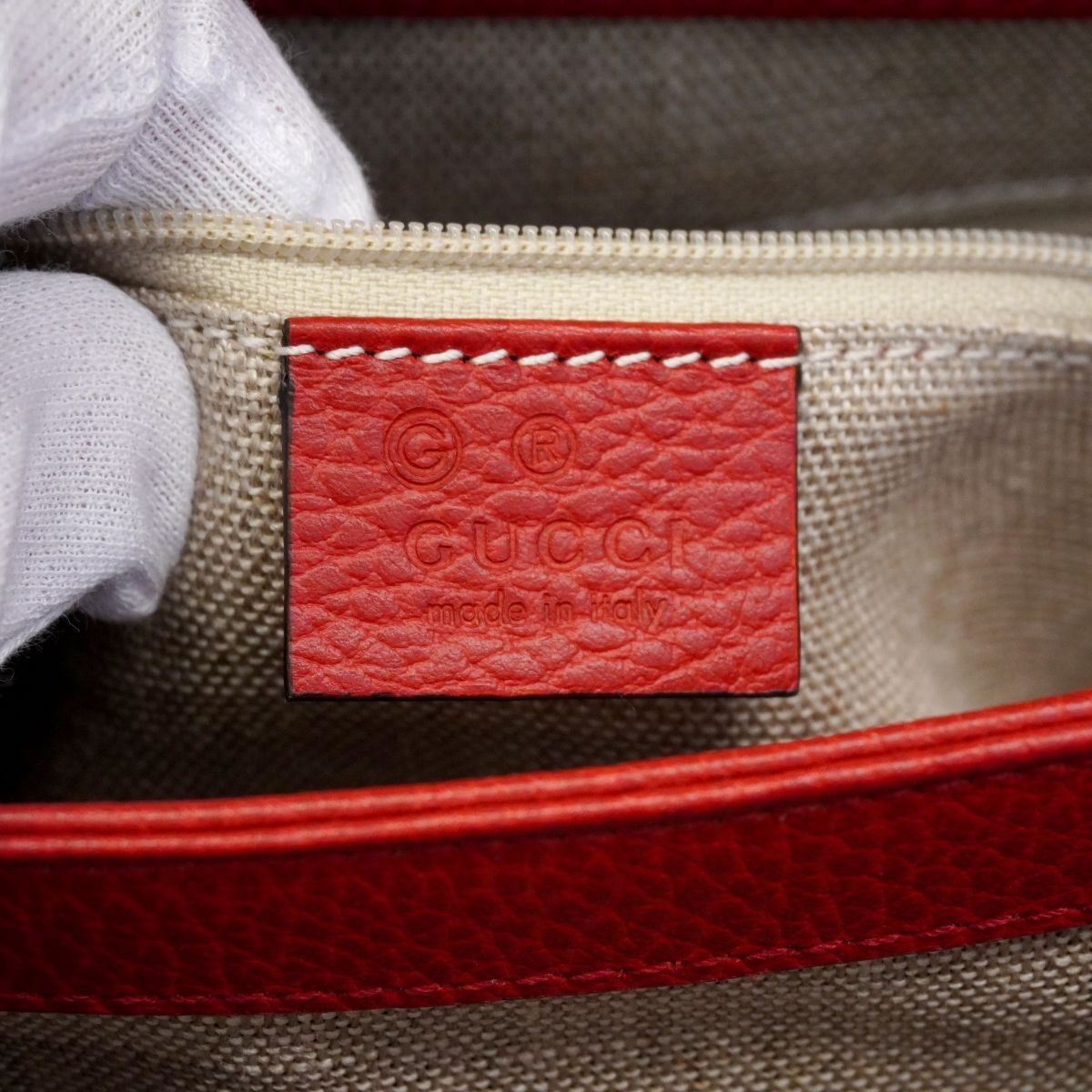 Gucci Handbag Interlocking Leather Red Champagne Gold 2-Way — view 5
