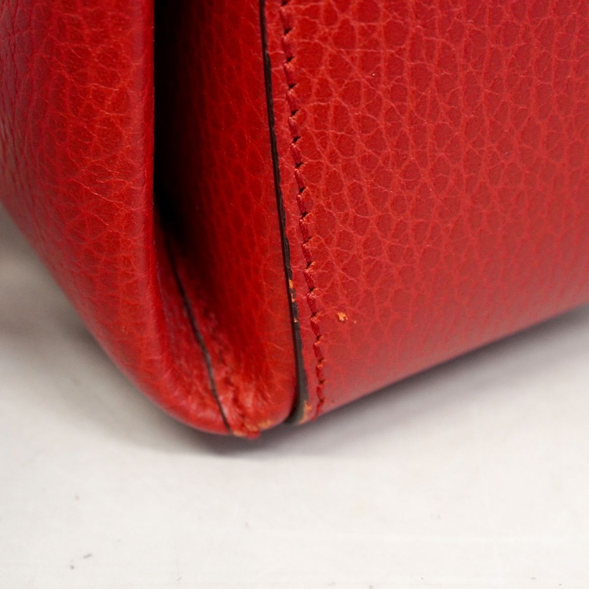Gucci Handbag Interlocking Leather Red Champagne Gold 2-Way — view 7