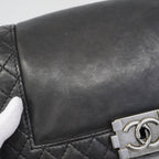 Chanel Shoulder Bag Boy Calf Black Silver — view 8