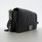 Chanel Shoulder Bag Boy Calf Black Silver — view 2