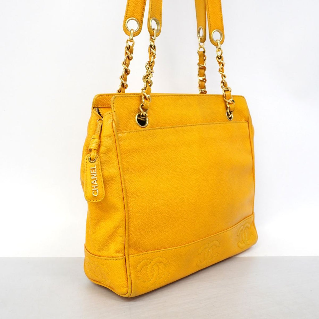 Chanel Shoulder Bag Triple Coco Caviar Leather Yellow Gold — view 2