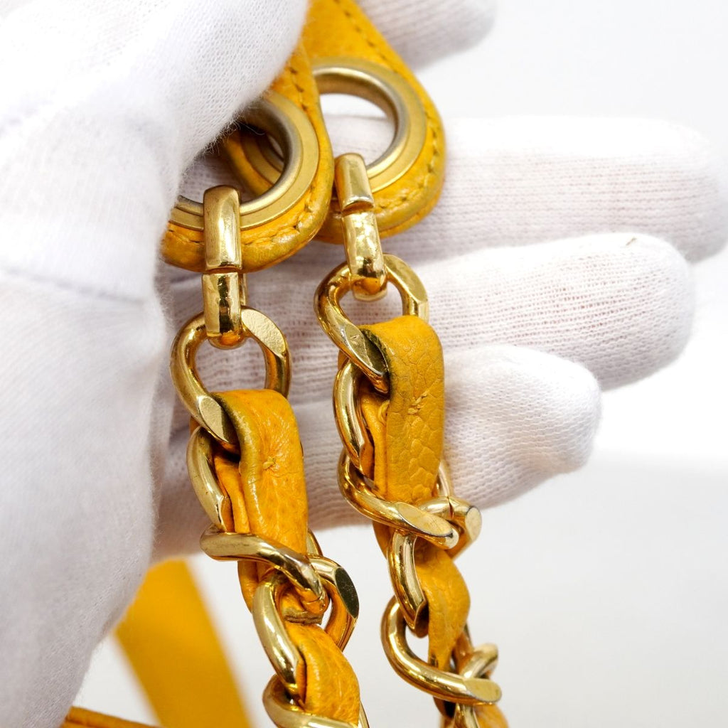 Chanel Shoulder Bag Triple Coco Caviar Leather Yellow Gold — view 8