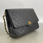 Chanel Shoulder Bag Quilted Lambskin Black Gold — view 2