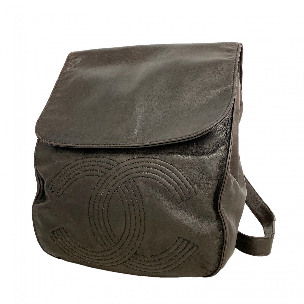 Chanel Backpack Lambskin Black Silver