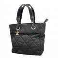 Chanel Tote Paris Biarritz Canvas Black Silver