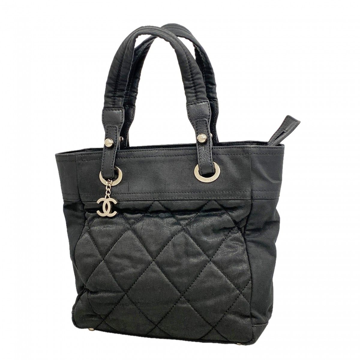 Chanel Tote Paris Biarritz Canvas Black Silver
