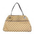 Gucci Shoulder Bag GG Canvas Brown Silver