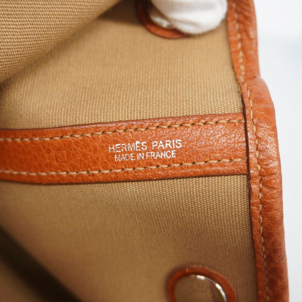 Hermes Tote Garden Party PM Toile Officier Orange Silver — view 5