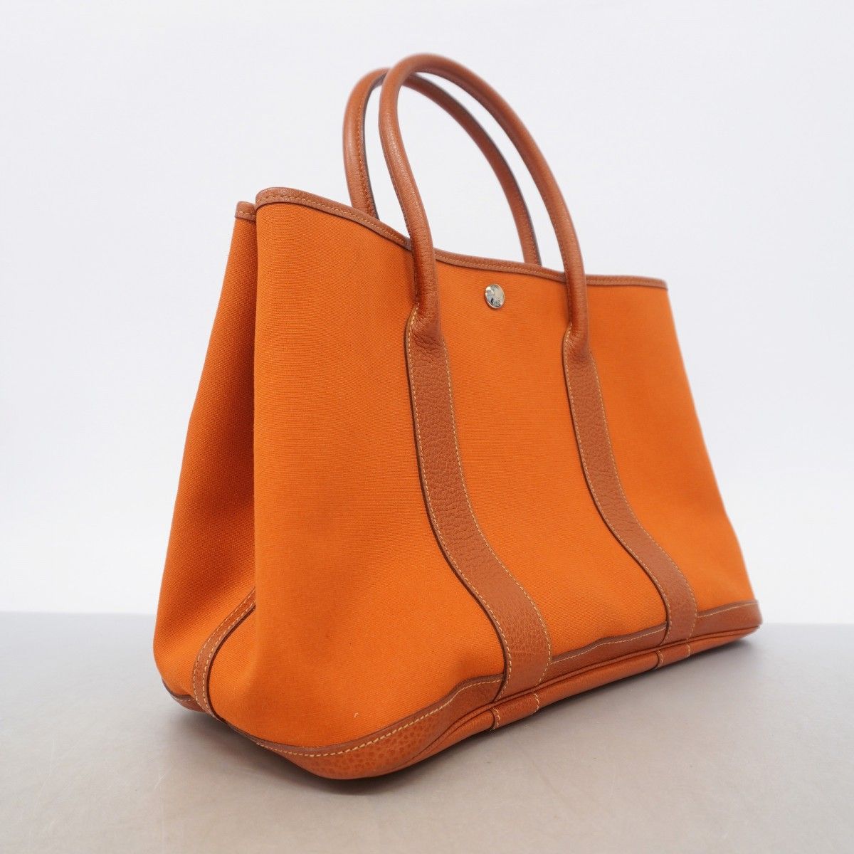 Hermes Tote Garden Party PM Toile Officier Orange Silver — view 2