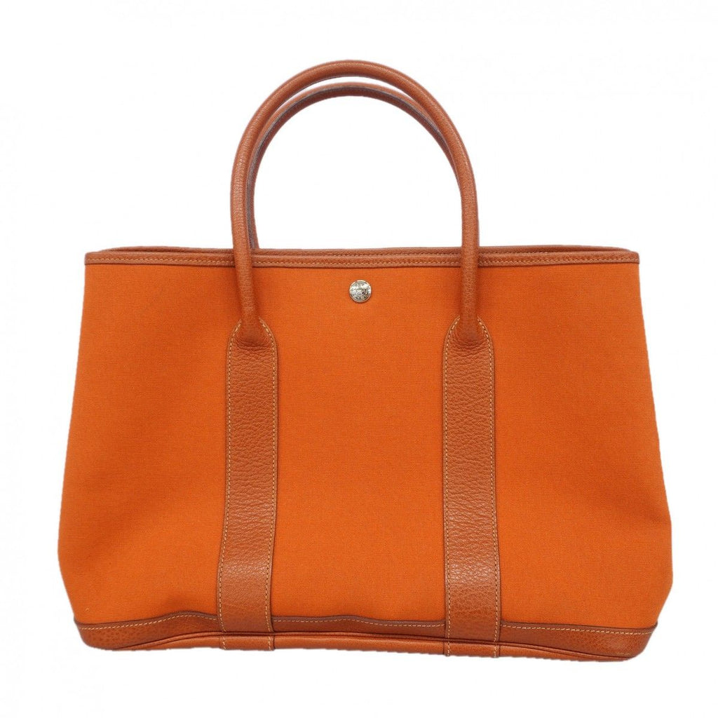 Hermes Tote Garden Party PM Toile Officier Orange Silver