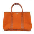 Hermes Tote Garden Party PM Toile Officier Orange Silver