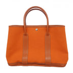Hermes Tote Garden Party PM Toile Officier Orange Silver