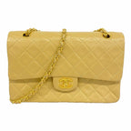 Chanel Shoulder Bag Quilted Lambskin Beige Gold
