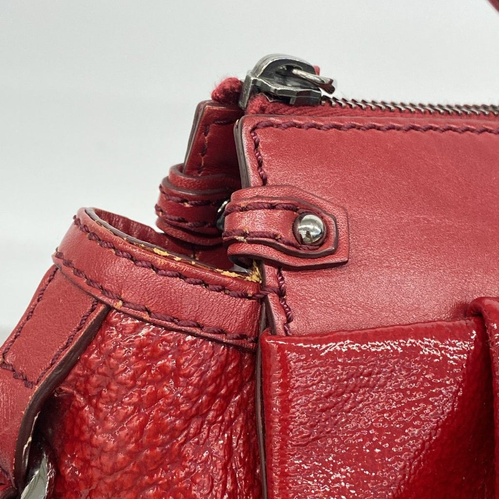 Celine Handbag Enamel Red Silver 2-Way — view 7