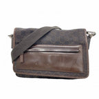 Gucci Shoulder Bag Denim Brown Silver