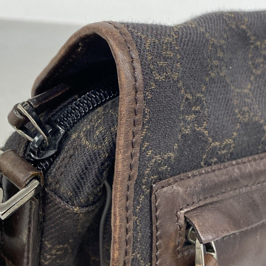 Gucci Shoulder Bag Denim Brown Silver — view 7