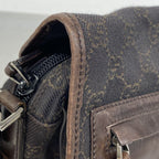Gucci Shoulder Bag Denim Brown Silver — view 7