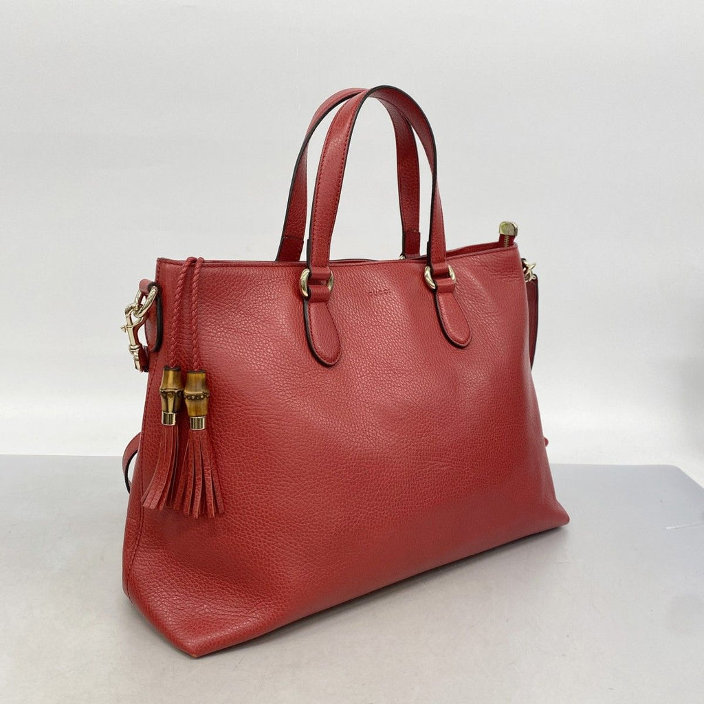 Gucci Tote Bamboo Leather Red Gold 2-Way — view 2