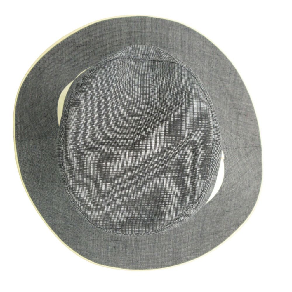 Hermes Hat Linen Leather Piping Bakeha Bucket Hat Paneled Gray — view 5
