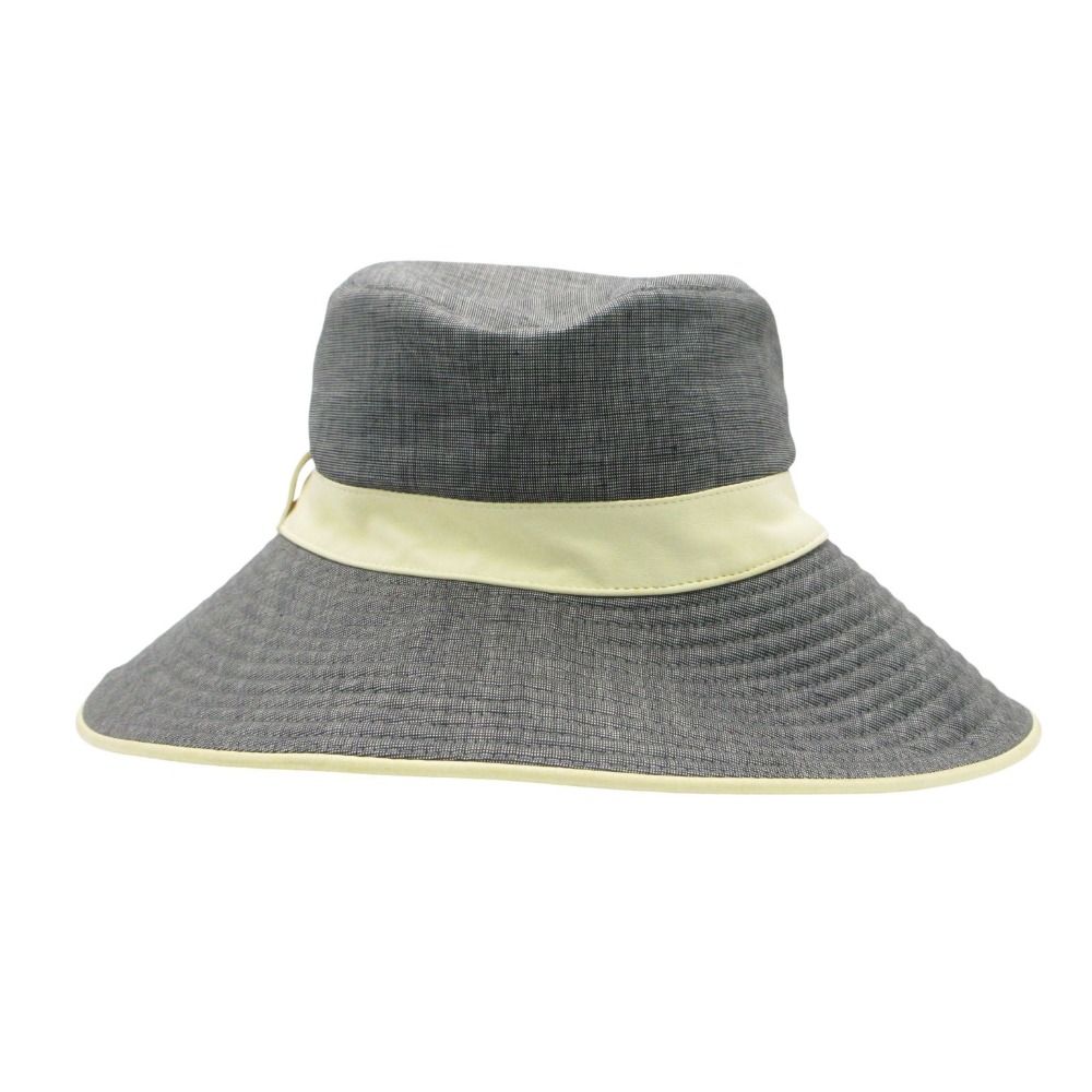 Hermes Hat Linen Leather Piping Bakeha Bucket Hat Paneled Gray