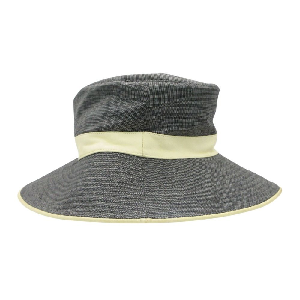Hermes Hat Linen Leather Piping Bakeha Bucket Hat Paneled Gray — view 4