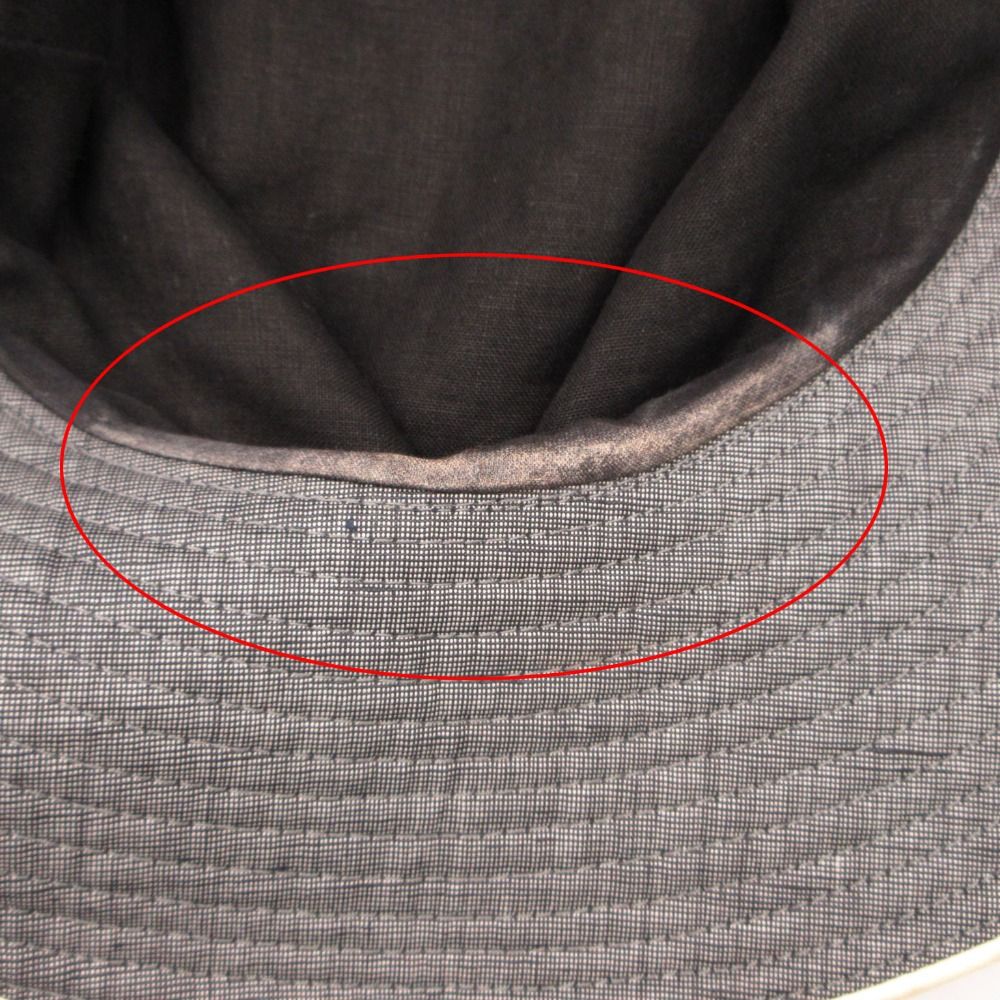 Hermes Hat Linen Leather Piping Bakeha Bucket Hat Paneled Gray — view 7