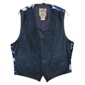 Hermes Vest Vintage Suede Gilet Silk Contrast Top Navy Blue XL