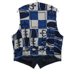 Hermes Vest Vintage Suede Gilet Silk Contrast Top Navy Blue XL — view 2