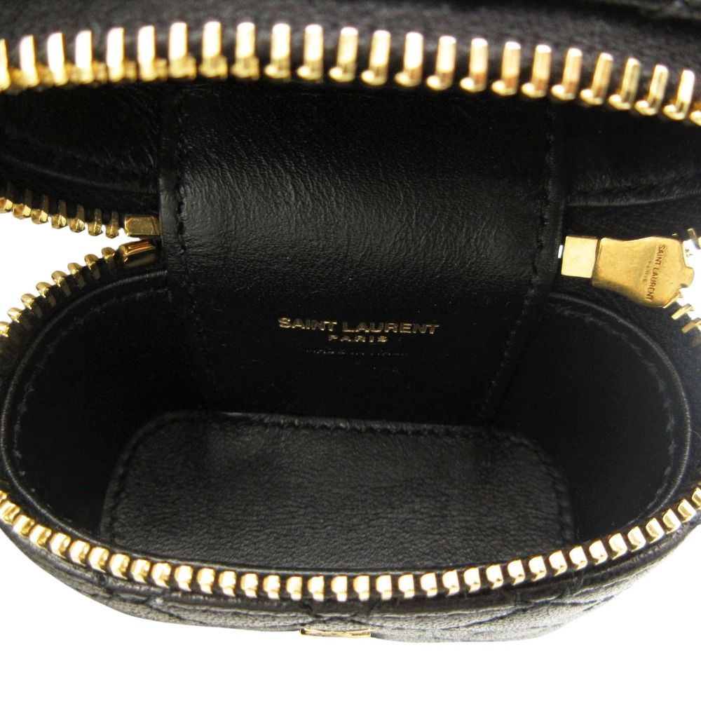 Saint Laurent Paris Sanro Run Charm Bag Quilted Lambskin Bag Cassandralogo Black — view 8