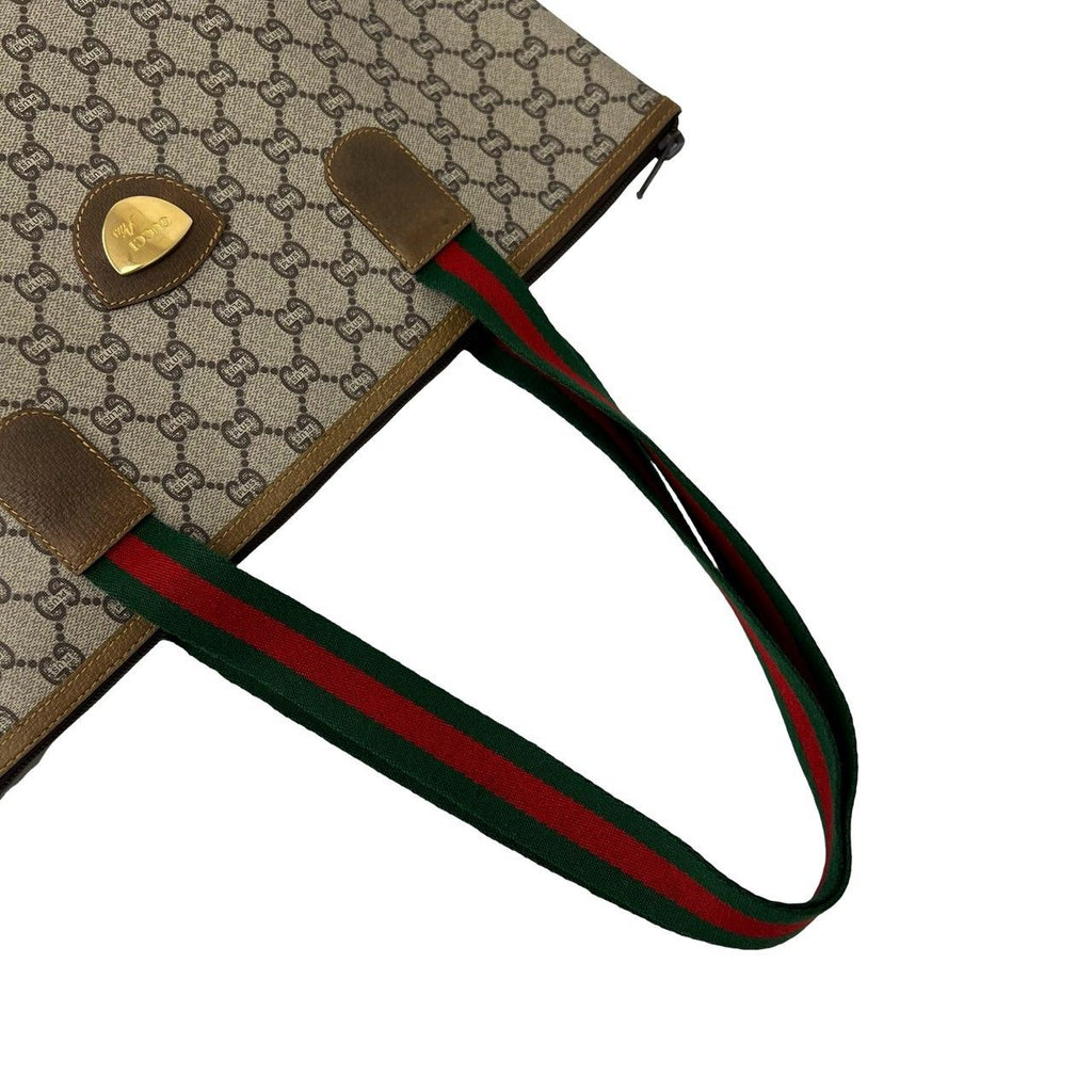 Gucci Vintage Sherry Line Plus Logo Leather Tote Brown — view 4