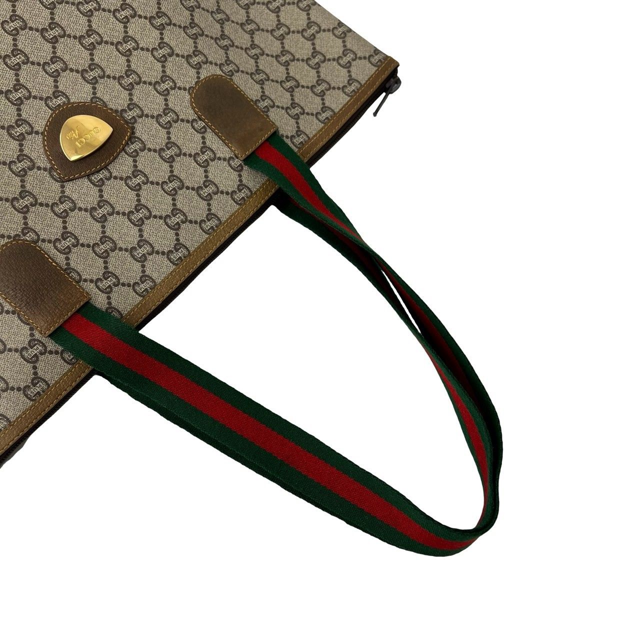Gucci Vintage Sherry Line Plus Logo Leather Tote Brown — view 4