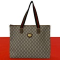 Gucci Vintage Sherry Line Plus Logo Leather Tote Brown