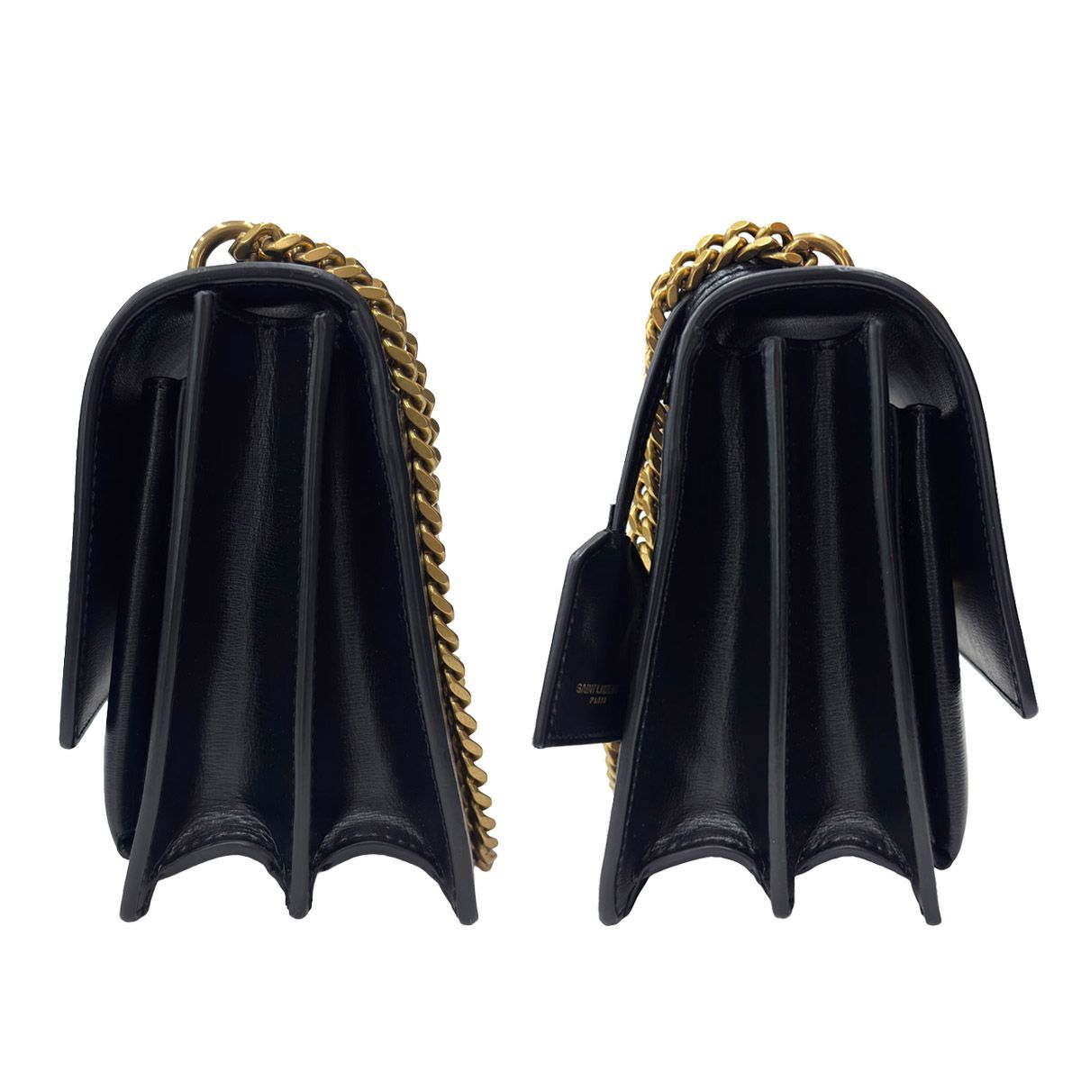 Saint Laurent Shoulder Bag Black 2-Way Sunset Medium Chain YSL Cross Body Gold — view 8