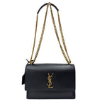 Saint Laurent Shoulder Bag Black 2-Way Sunset Medium Chain YSL Cross Body Gold — view 3