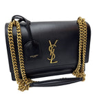Saint Laurent Shoulder Bag Black 2-Way Sunset Medium Chain YSL Cross Body Gold — view 2