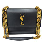 Saint Laurent Shoulder Bag Black 2-Way Sunset Medium Chain YSL Cross Body Gold — view 5