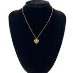 Dior CD Logo Heart Motif Rhinestone Pendant Gold — view 2